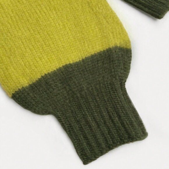 Multicolor Casual Women's striped ColorBlock knit Sweater top Green - Picture 9 of 9